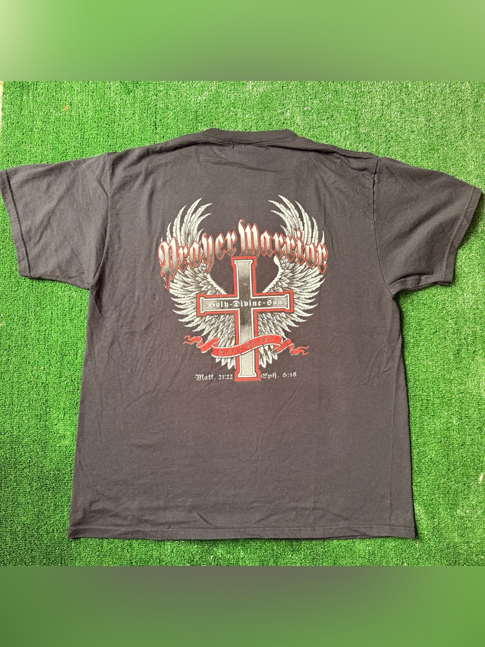 Fruit Of The Loom Prayer Warrior Graphic Tee - Black & Red View 2